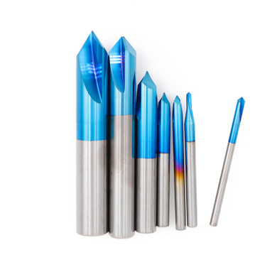 Drillpro 2-12mm 90 Degree Nano Blue Coated Chamfer Mill 2 Flutes CNC Milling Cutter