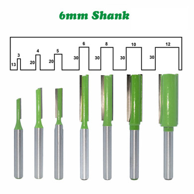 Drillpro 7pcs 6mm Shank Single Double Flute Straight Bit Milling Cutter Wood Tungsten Carbide Router Bit