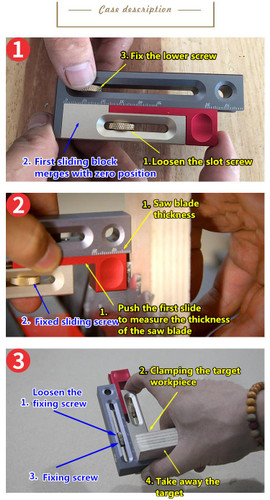 Drillpro Table Saw Slot Adjuster Mortise and Tenon Tool Woodworking Movable Measuring Block