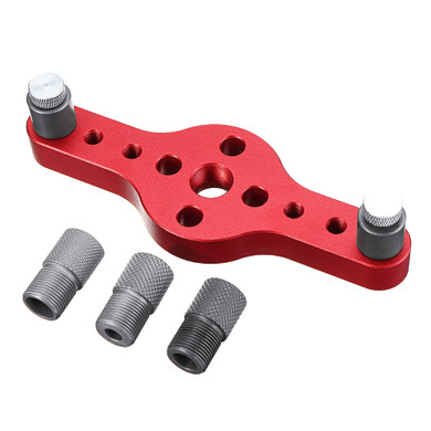 X600-2 Adjustable Aluminum Alloy Self-centering 6 8 10mm Dowel Jig Wood Panel Puncher Hole Locator Beech Center Hole Position Measuring Drilling Woodworking
