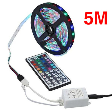 3M 5M 10M SMD3528 Non-waterproof RGB LED Strip Light DC12V + 44 Key IR Remote Control for Home Decoration