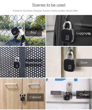 P3 Smart Fingerprint Door Lock Padlock Safe USB Charging Waterproof Keyless Anti Theft Lock