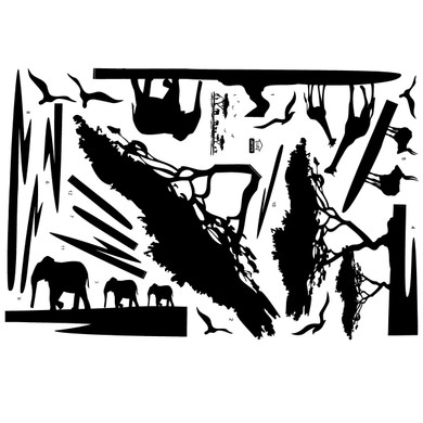 African Elephant Animals Wall Stickers Black Mural Home Decal Removable Art Vinyl Room Decor DIY