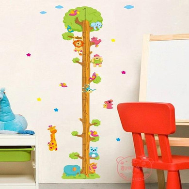 Cartoon Animal Tree Wall Stickers Children's Measuring Wall Sticker