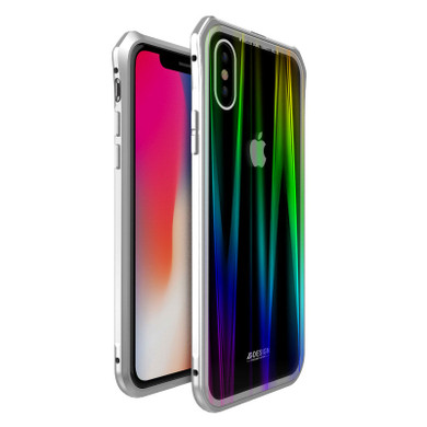 Luphie Protective Case For iPhone X Gradient Magnetic Adsorption Aluminum Tempered Glass Cover