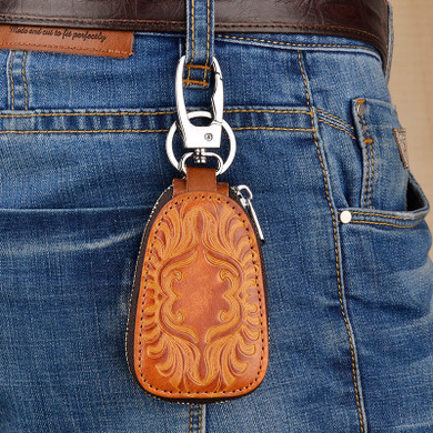 Men Women Retro Genuine Leather Car Key Holder Key Bag Keychain Wallet