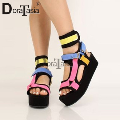 DORATASIA Big Size 34-44 INS hot Brand Female Platform Gladiator Sandals Party Colorful Summer Sandals Women Wedges Shoes Woman