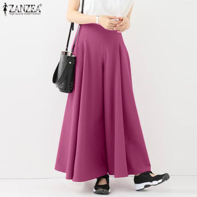 ZANZEA Women High Waist Wide Leg Pants Spring Trousers Casual Loose Long Flare Pantalon Female Elegant OL Palazzo Streetwear