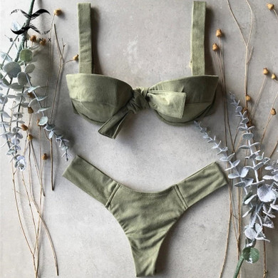 Bikinx Push up sexy female swimsuit separate bathers Knot strappy bathing suit High cut thong bikini White swimwear women 2019
