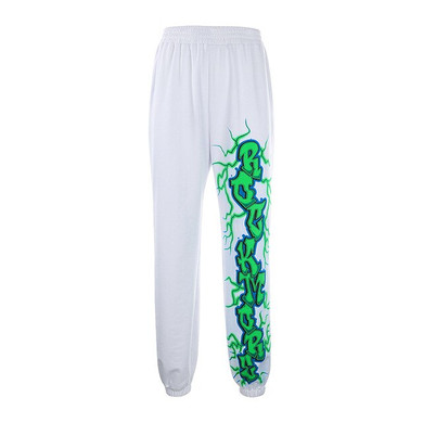 Weekeep Women Printed Elastic Waist Sweatpants White Streetwear Knitted Pencil Pants 2019 Fashion Pantalon Femme