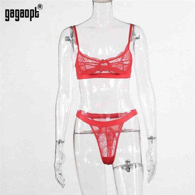 Gagaopt Sexy Lace Underwear Lingerie Set Women Bra Brief Sets Mesh Transparent Fashion 2020 Push Up Lingerie Sets