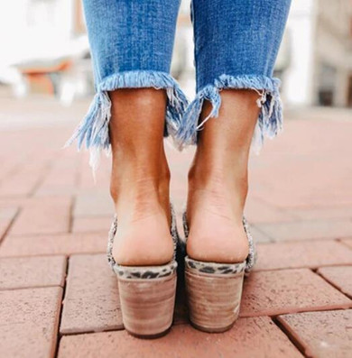 Peep Toe Sandals Leopard Wedges Shoes For Women Heels Sandalias Mujer Summer Clog Womens Zapatos De Hombre Women Shoes