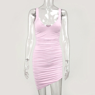 Yissang Double Layers Sexy Bandage Dress Women Ruched Strap Deep V Neck Bodycon Mini Dresses Female Elegant Summer Dress 2020