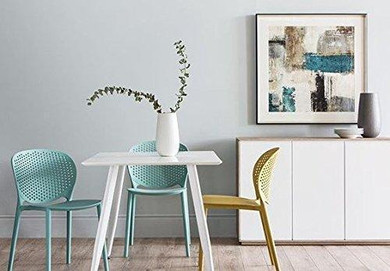 2xhome Set of 4 Blue Contemporary Modern Stackable Assembled Plastic Chair Molded with Back Armless Side Matte for Dining Room Living Designer Outdoor Garden Patio Balcony Work Office Desk Kitchen