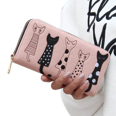 Leather Women Cat Wallet