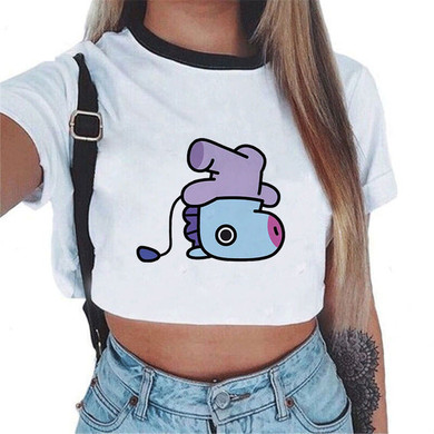BTS Women Sweatshirt Sexy Pullover Crop Top Streetwear