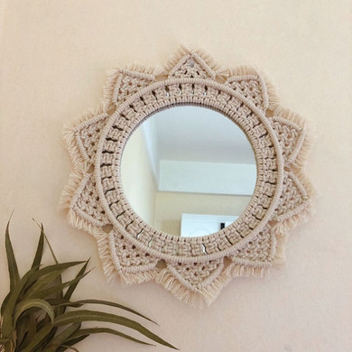 Boho Macrame Wall Mirrors, Sun