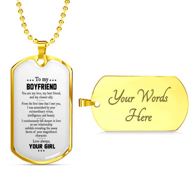 Boyfriend Dog Tag, To My Boyfriend From Girlfriend Dog Tag, Boyfriend Dog Tags Idea, Gift For Boyfriend, Birthday Gift, Christmas Gift, Valentine Gift For Boyfriend ndbf146
