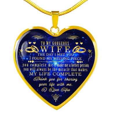 To my wife necklace, luxury necklace for wife from husband, amazing wife heart necklace, special necklace for wife - thank you for sharing your life with me - I love you 611whg To my wife necklace, luxury necklace for wife from husband, amazing wife heart necklace, special necklace for wife - thank you for sharing your life with me - I love you 611whg