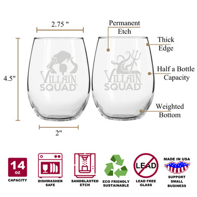 Villain Squad Maleficent & Ursula Stemless Couples WineGlass Set of 2
