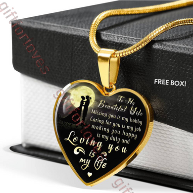 To My Wife: birthday gift for wife, luxury necklace for wife, special necklace for wife from husband, amazing wife gift, husband and wife necklace 213whg