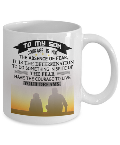 To my son: Courage is not the absence of fear, it is the determination to do something in spite of the fear. Have the courage to live your dreams. 965