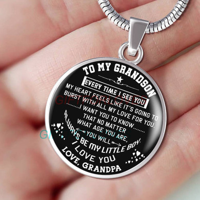 To my grandson: Gift for Christmas 2018, Christmas gift ideas for grandson, Grandson necklace from parents, Grandson necklace, to my grandson necklace, best gifts for grandson, birthday gifts for grandson, special grandson necklace, 836