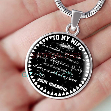 To my wife: Gift for Christmas 2018, Christmas gift ideas for wife, beautiful wife necklace, wife necklace, to my wife necklace, best gifts for wife, birthday gifts for wife, husband and wife necklace 663
