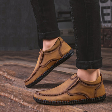 Fashion Casual  Leather Men's Warm Snow Boots