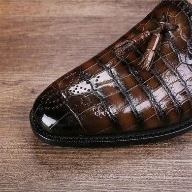 Classic Alligator Leather Tassel Comfortable Slip-On Loafers