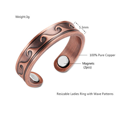 Resizable Magnetic Women Wave Ring