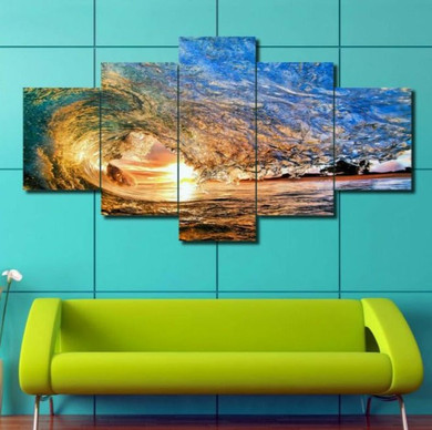 HD PRINTED ADORABLE OCEAN WAVES 5 PIECE CANVAS