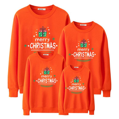 Merry Christmas Orange Fashion Family Matching Clothes Sweatshirt Merry Christmas Orange Fashion Family Matching Clothes Sweatshirt
