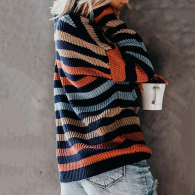 Rainbow Stripe Loose Sweater