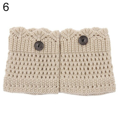 Sale Women Winter Leg Warmers Acrylon Wool Crochet Hollow Knit Boot Socks