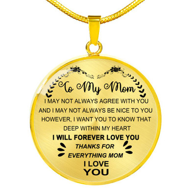 To My Mom Necklace Perfect Gift For Mom -Thanks For Everything, Mom I Love You  1059mo