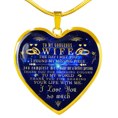 To my wife necklace: luxury necklace for wife, amazing wife heart necklace, special necklace for wife from husband - thank you for bringing colors to my world . . . I love you so much |625whg To my wife necklace: luxury necklace for wife, amazing wife heart necklace, special necklace for wife from husband - thank you for bringing colors to my world . . . I love you so much |625whg