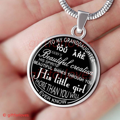 To My Granddaughter Luxury Necklace: Grandchildren And Grandparents Necklace, Birthday Gifts For Granddaughter, Amazing Granddaughter Necklace, "Never Forget That I Love You"311GDS