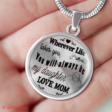 To My Daughter Luxury Necklace:  Birthday Gift For Daughter, Daughter Necklace From Mom,  Daughter And Mom Necklace, "Love,Mom" 228DAO