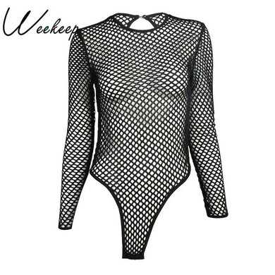 Stylish Black Backless Long Sleeve Mesh Bodysuit for Women – Perfect for Beach Wear and Summer Rompers