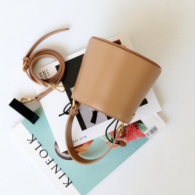 Burminsa Mini Mirror Genuine Leather Crossbody Bags For Women Unique Designer Bucket Handbags Luxury Phone Ladies Shoulder Bags