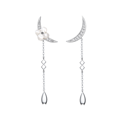 Thaya Silver Plated Sterling Silver Crescent Earrings Crystal Earrings For Women Dangle Chinese Style Earring Fine Jewelry Gifts