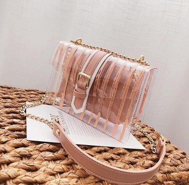 Transparent Female bag 2018 New Handbag Quality PVC Stripe Transparent Women bag Sweet Jelly bag Chain Shoulder Messenger Bag