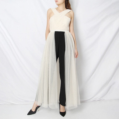 TWOTWINSTYLE Hit Color Patchwork Jumpsuits For Women Mesh V Neck Sleeveless Backless Elegant Jumpsuits Female 2020 Summer New TWOTWINSTYLE Hit Color Patchwork Jumpsuits For Women Mesh V Neck Sleeveless Backless Elegant Jumpsuits Female 2020 Summer New