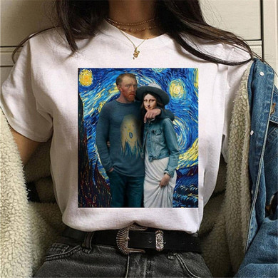 Mona Lisa Mask Aesthetic Harajuku T Shirt Women Ullzang Vintage Graphic T-shirt Funny Cartoon 90s Tshirt Korean Top Tees Female