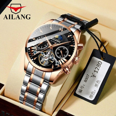AILANG top luxury brand men's mechanical watch moon phase multi-function tourbillon watch diving clock men's business style