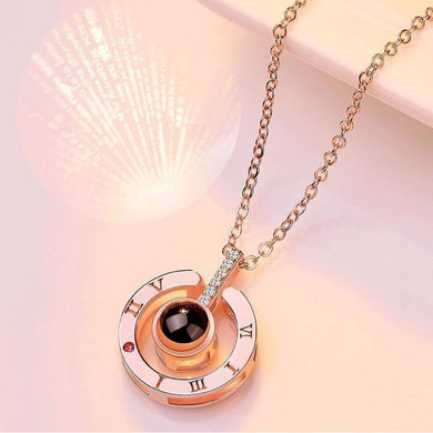 The 100 Languages I Love You Projection Pendant Necklace (Free Shipping Today)