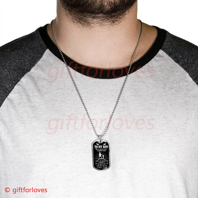 To My Son Dog Tag: Father And Son Dog Tag, Never Forget That I Love You 7SBS