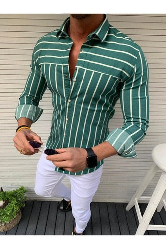 Slim Fit Shirt Long Sleeve Casual Shirt Muscle Bodybuilding Tops Streetwear M-2XL