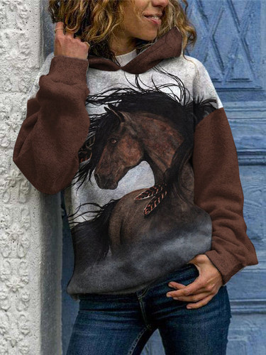 Women's Western Horse Print Hoodie